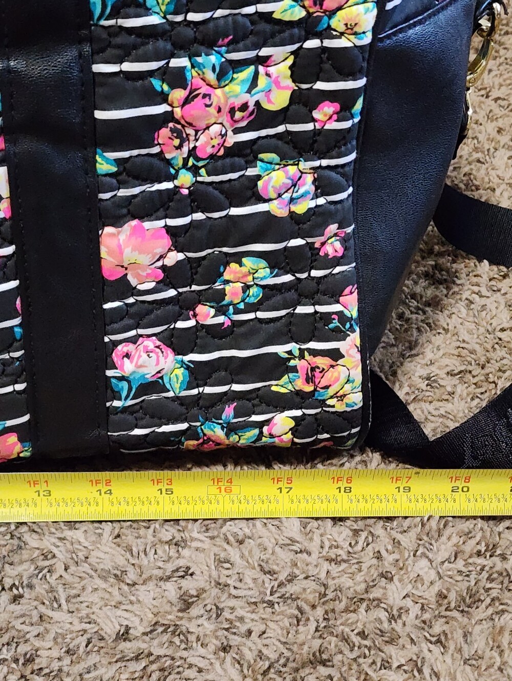 Betsey Johnson Floral Quilted Weekender Travel Duffle Bag - Picture 9 of 11